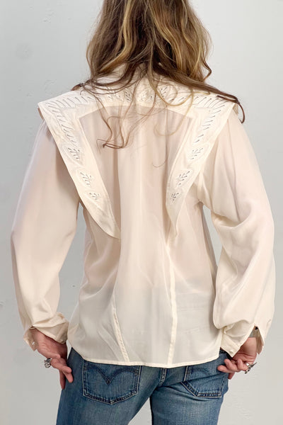 Blouse Silk 80s Amazing Beaded Vintage