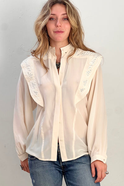 Blouse Silk 80s Amazing Beaded Vintage