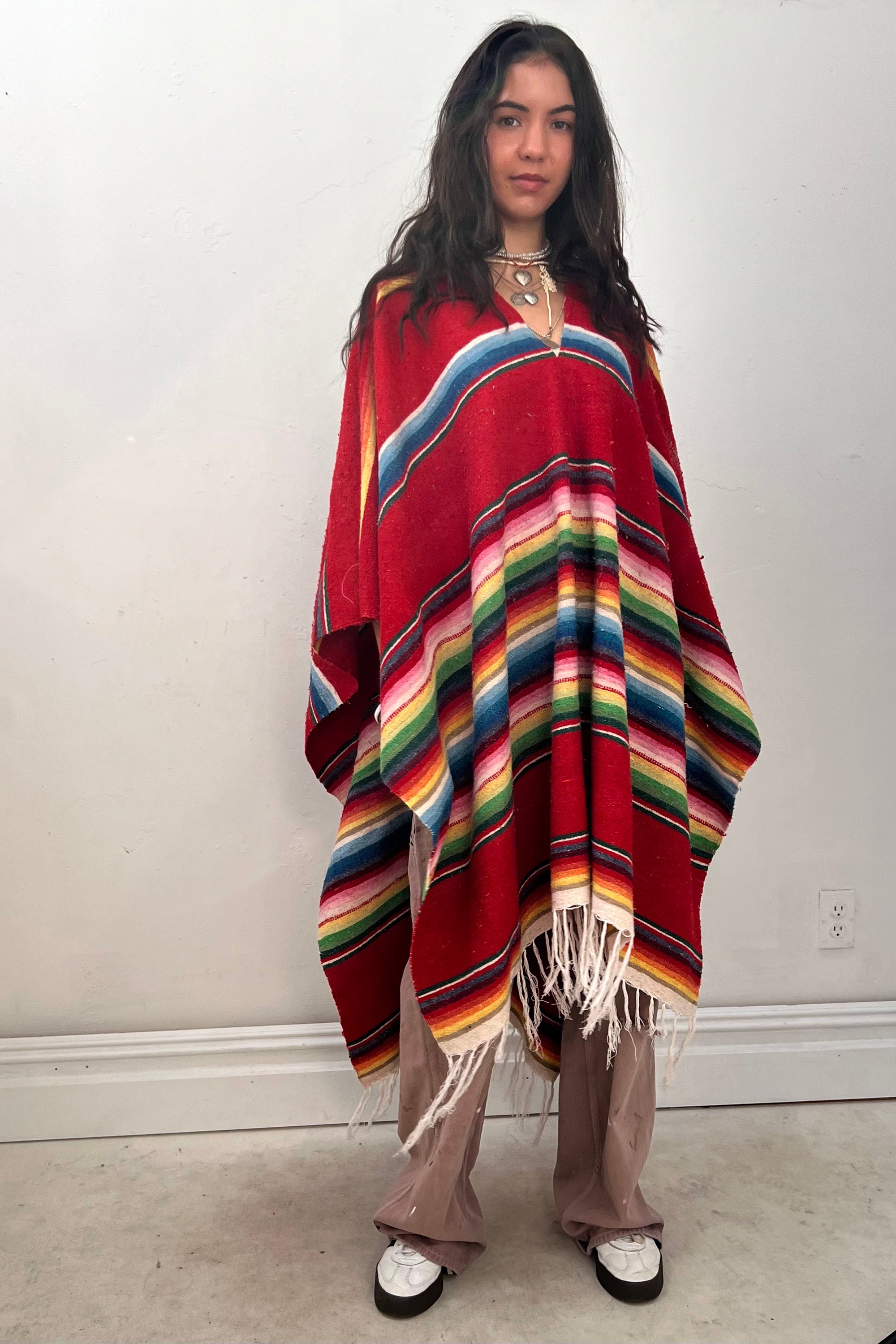 Anna Corinna Reworked Vintage Woven Striped Poncho