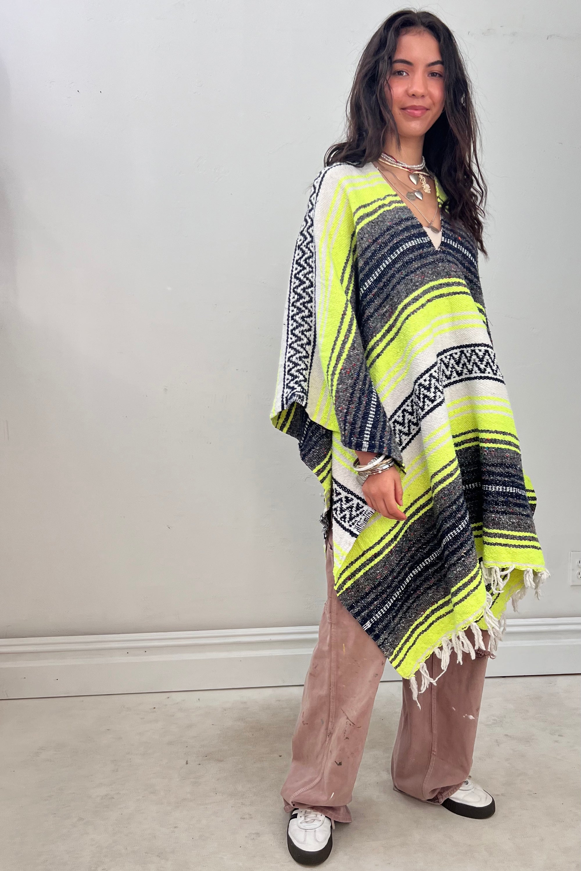 Anna Corinna Reworked Vintage Woven Neon Poncho