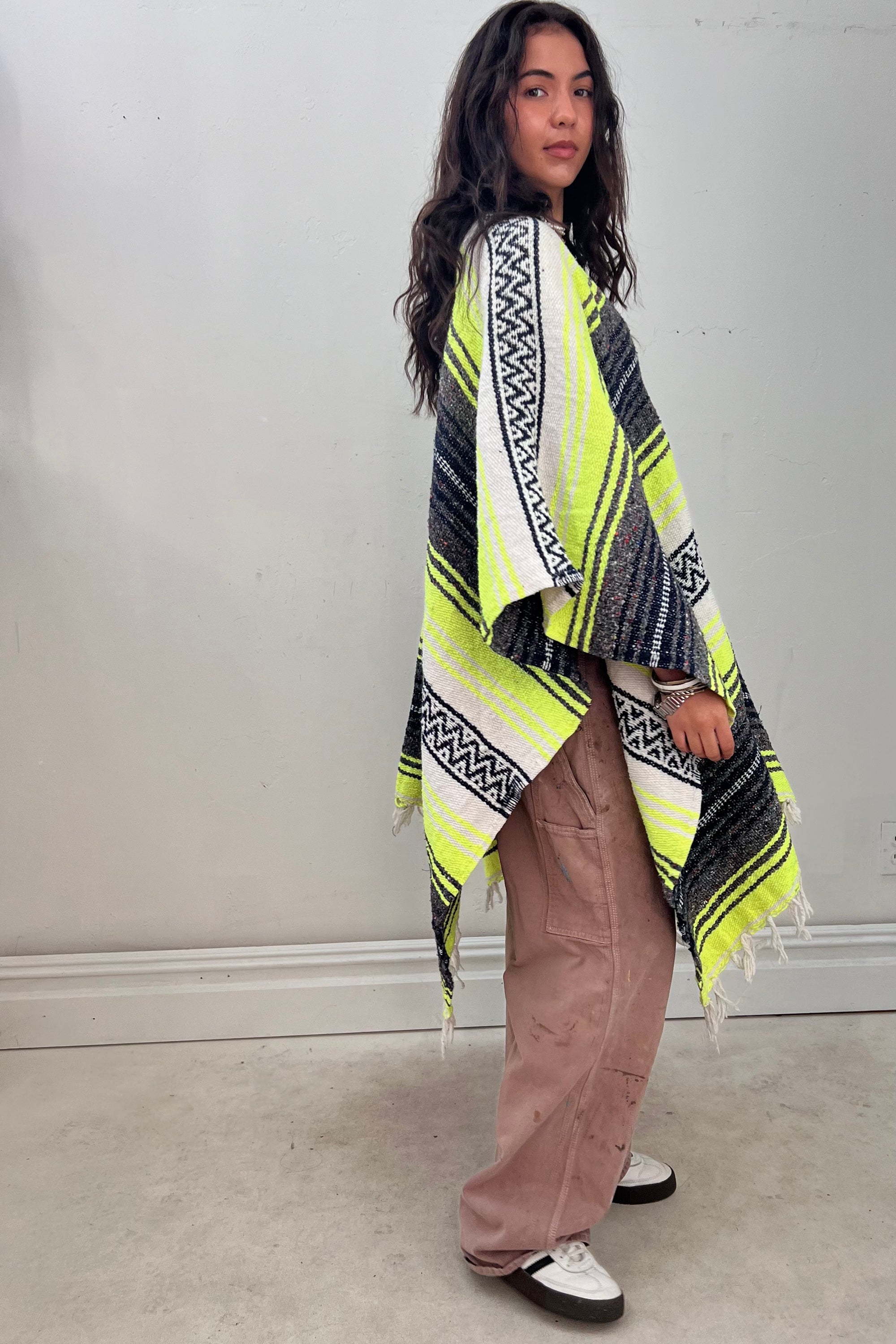 Anna Corinna Reworked Vintage Woven Neon Poncho