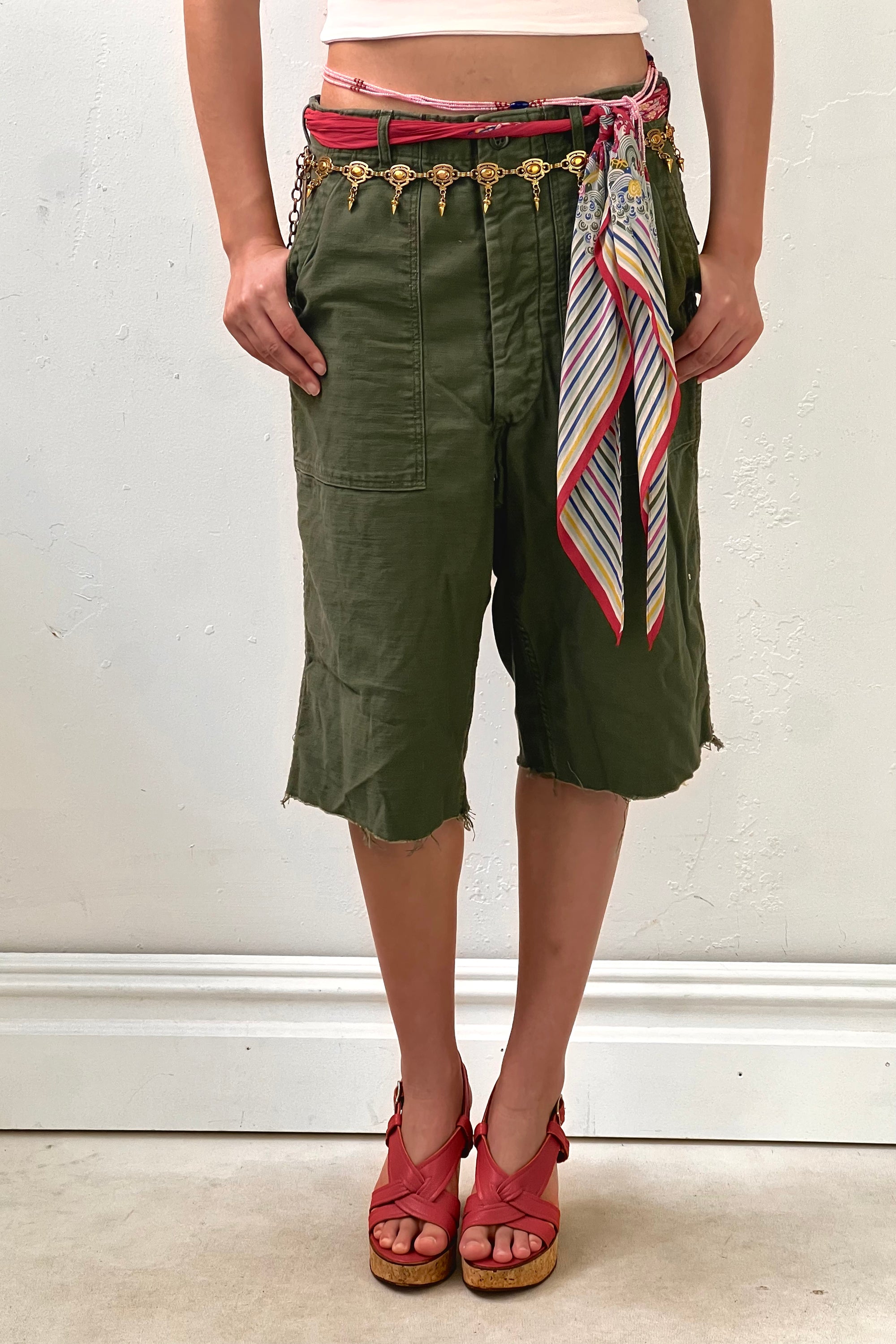 Vintage Army Cut Off Long Shorts Selected by Anna Corinna