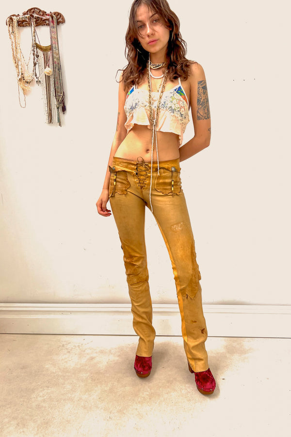 Vintage Handmade Leather Rocker Pants Anna Corinna, Leather