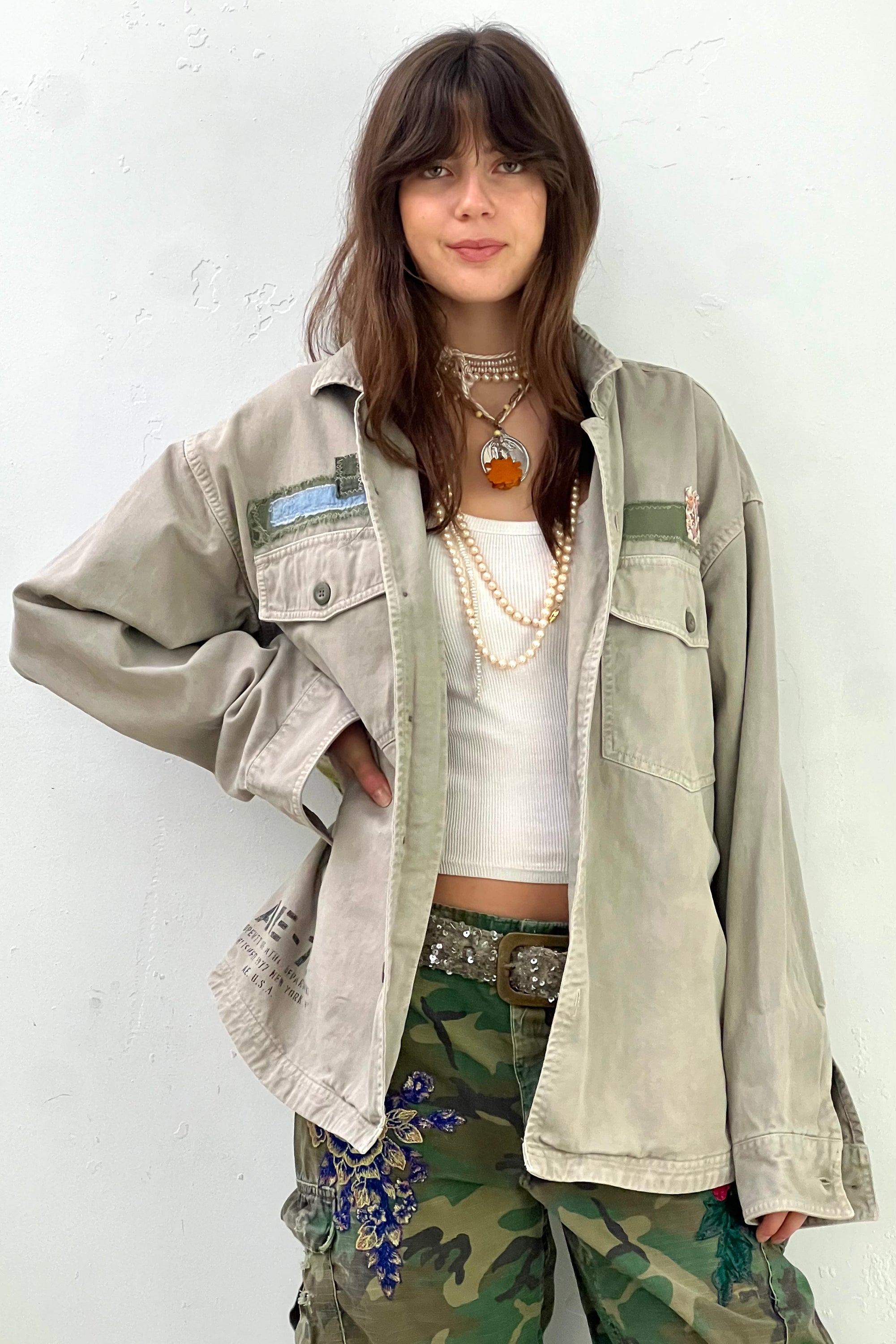Anna Corinna Reworked Vintage Lion Patch Shirt Jacket