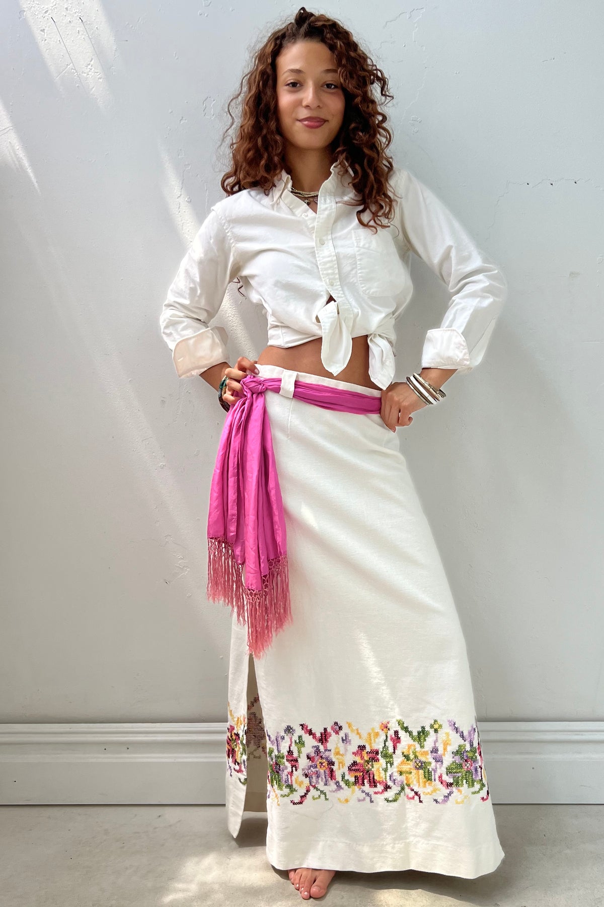 Vintage Cross Stitch Maxi Skirt