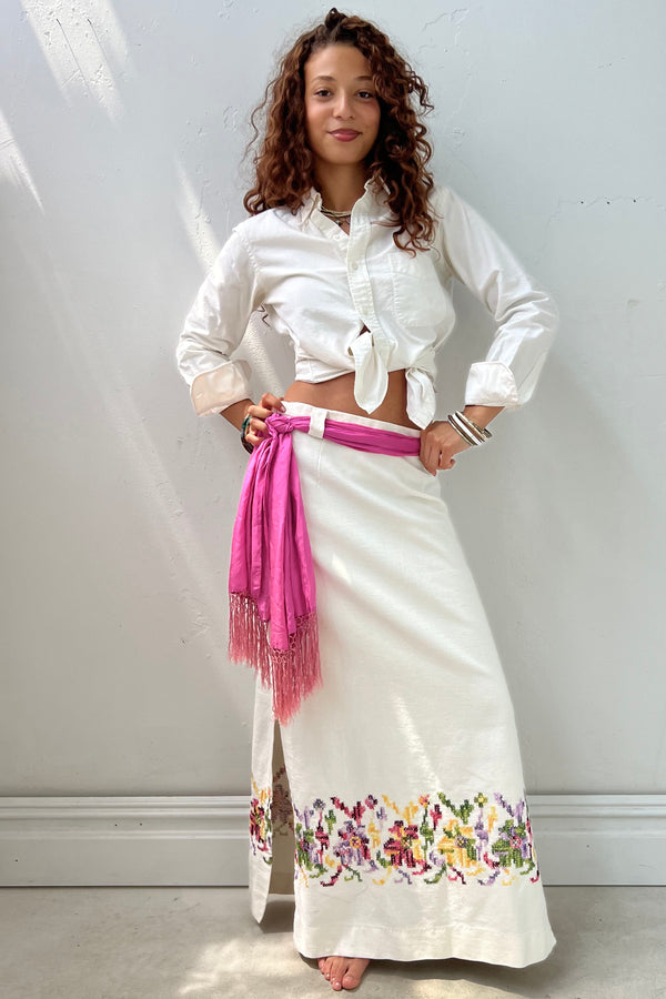 Vintage Cross Stitch Maxi Skirt
