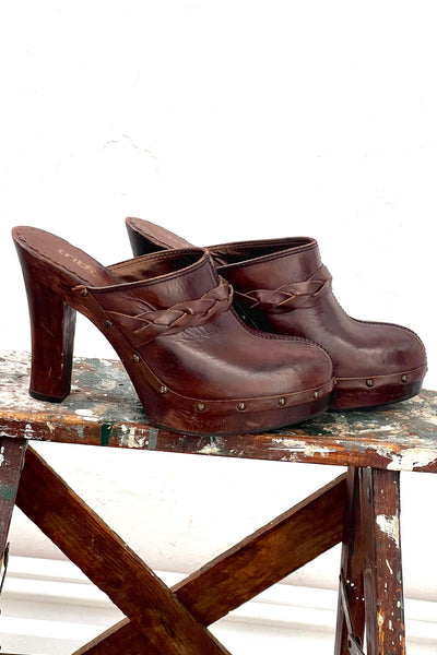 Tribeca Leather 2000s High Clogs Vintage