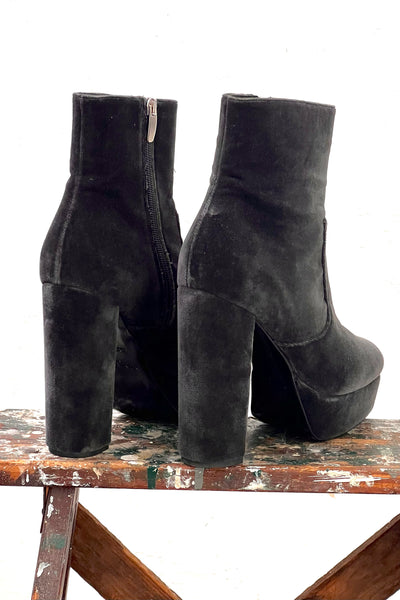 Elyse Walker Velvet Y2k Platform Booties Vintage