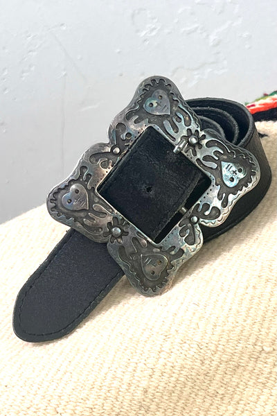 Hearts Leather 80s Belt and Buckle Vintage