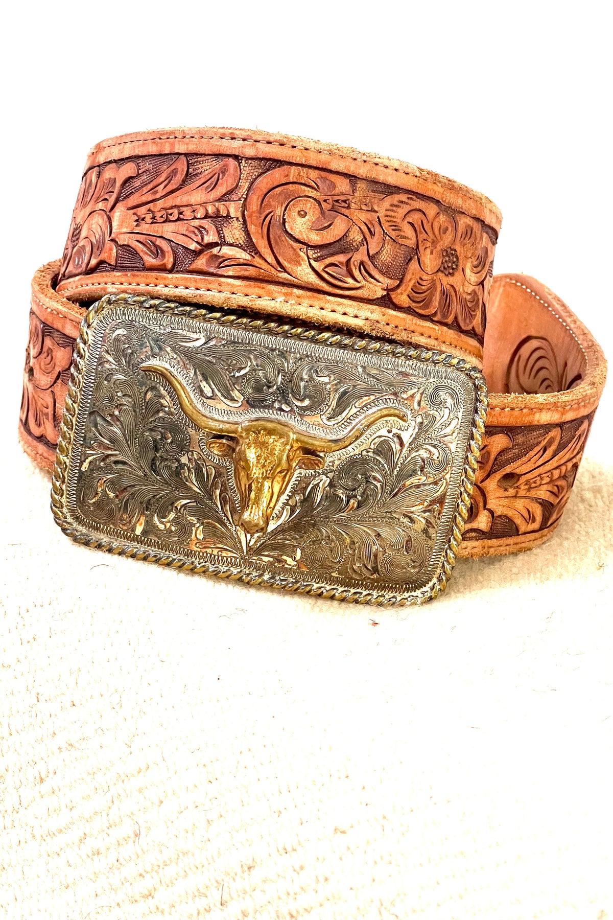 Ralph Lauren Leather 80s Belt and Buckle Vintage