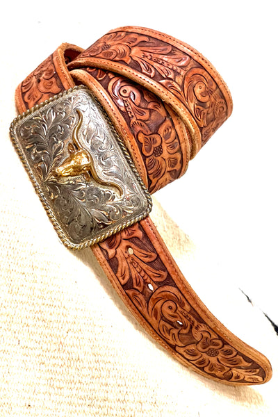 Ralph Lauren Leather 80s Belt and Buckle Vintage