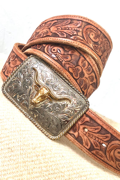 Ralph Lauren Leather 80s Belt and Buckle Vintage