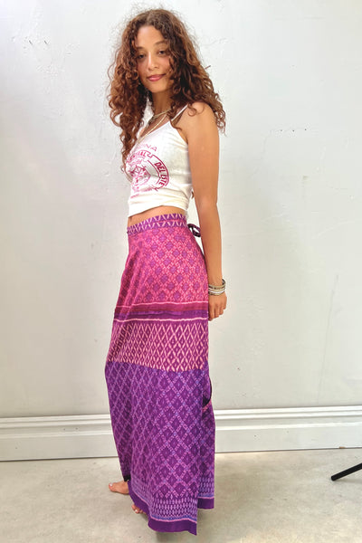 Wrap Skirt Silk 80s Maxi Vintage