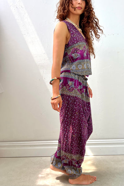 Vintage Block Print Two Piece Genie Pant and Vest, view 3