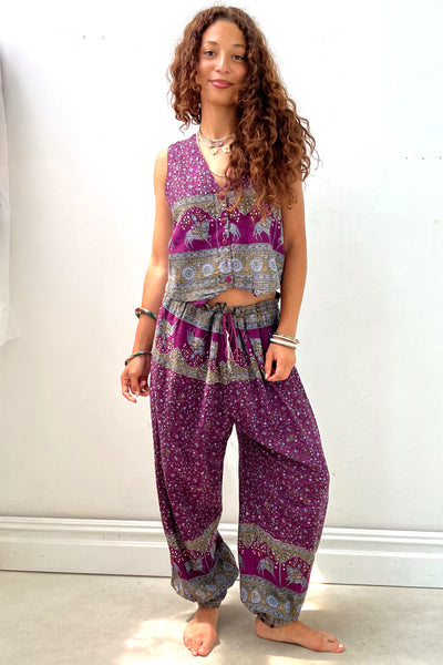 Vintage Block Print Two Piece Genie Pant and Vest