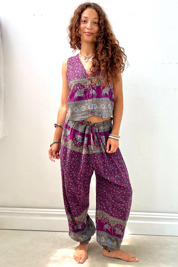 Vintage Block Print Two Piece Genie Pant and Vest