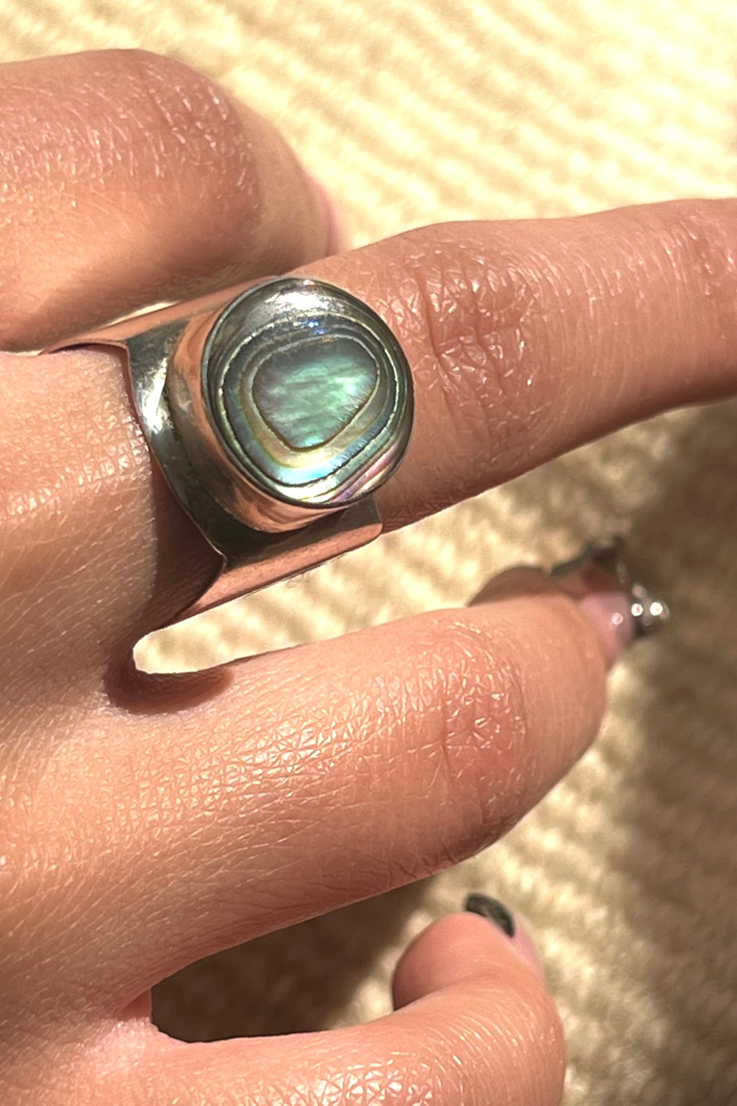 Vintage Sterling Silver Abalone Shell Ring Selected by Anna Corinna