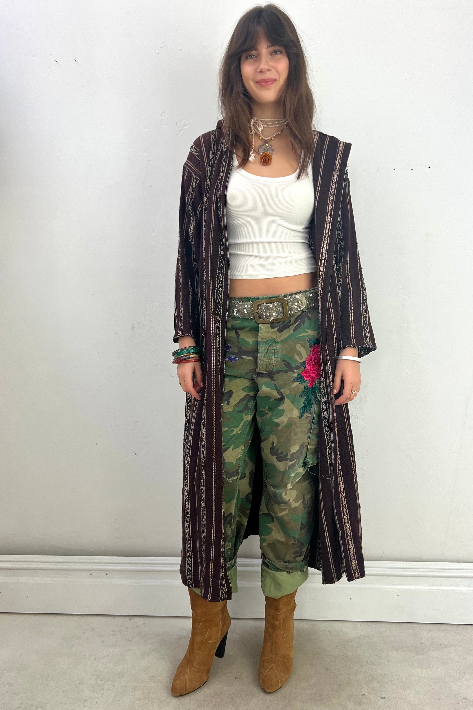 Vintage Hooded Maxi Duster Coat Selected by Anna Corinna