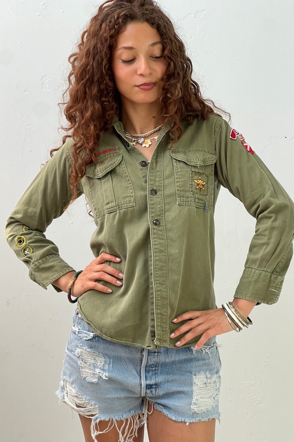 Vintage Boy Scout Patched Button Down