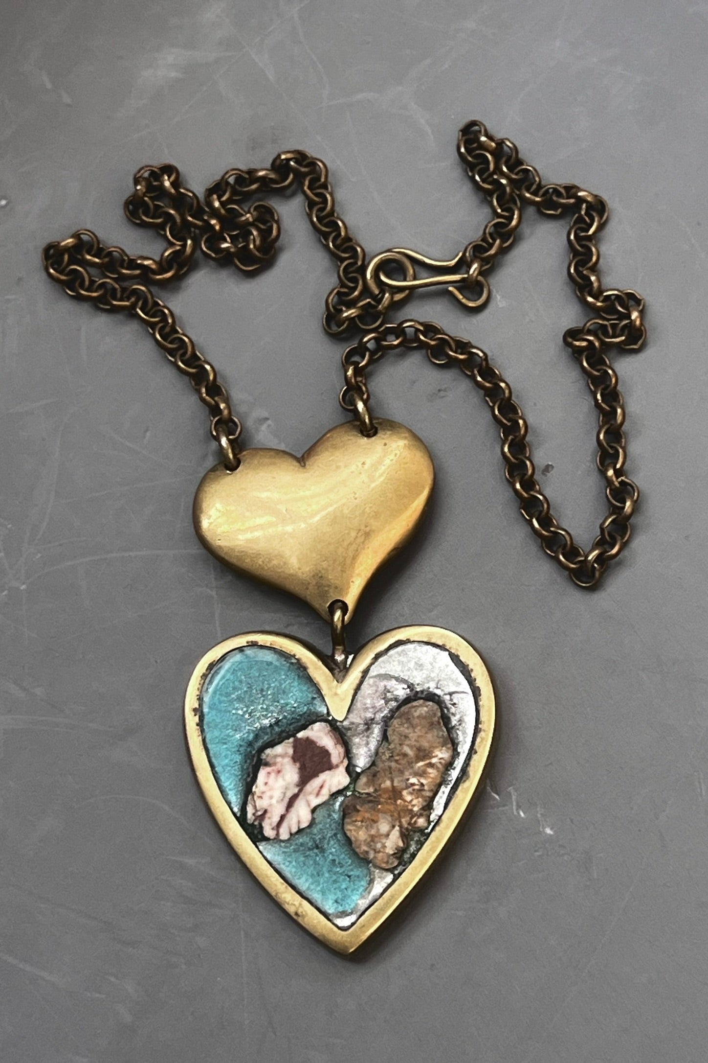 Vintage Brass Hearts Necklace Selected by Anna Corinna