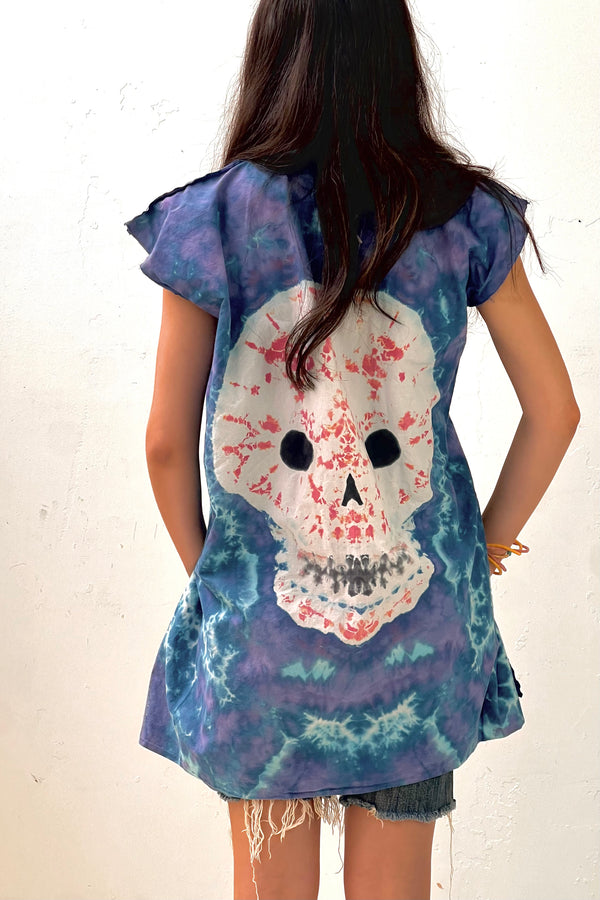 Anna Corinna Reworked Vintage Tie Dye Skull Jacket, Cotton