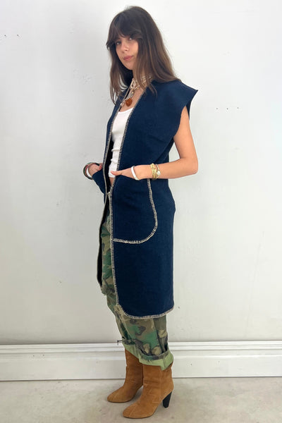 Anna Corinna Reworked Vintage Wool Alpha Xi Delta Coat, Wool, view 2