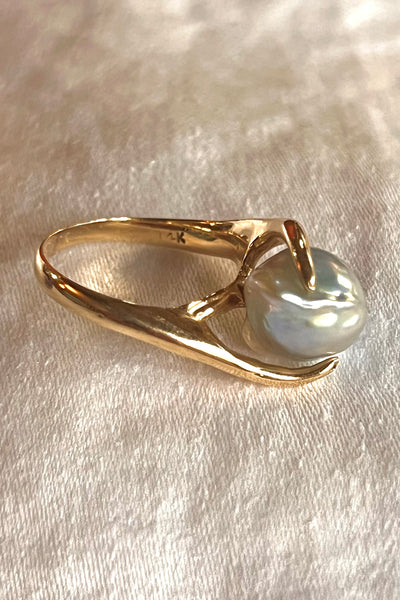 Ring 14K 60s Gold and Pearl Ring Vintage