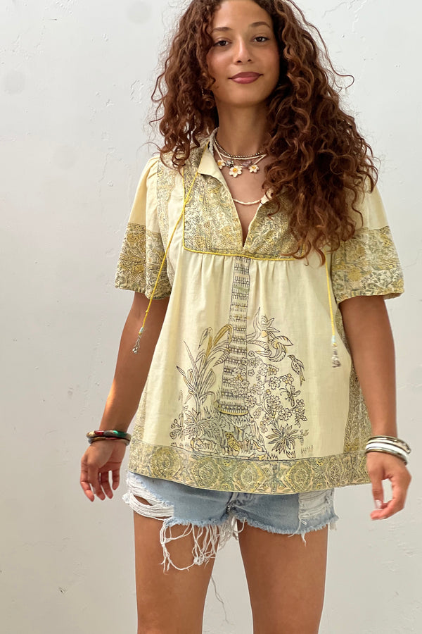 Vintage Block Print Sunny Top