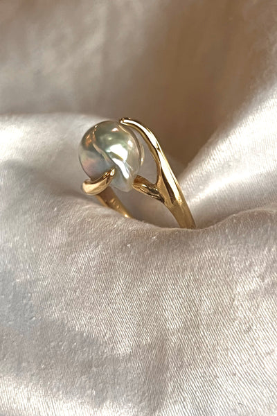 Ring 14K 60s Gold and Pearl Ring Vintage