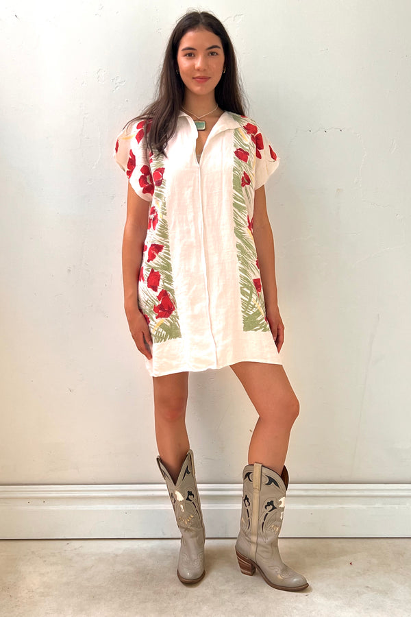 Anna Corinna Reworked Vintage Poppies Smock Dress, Cotton