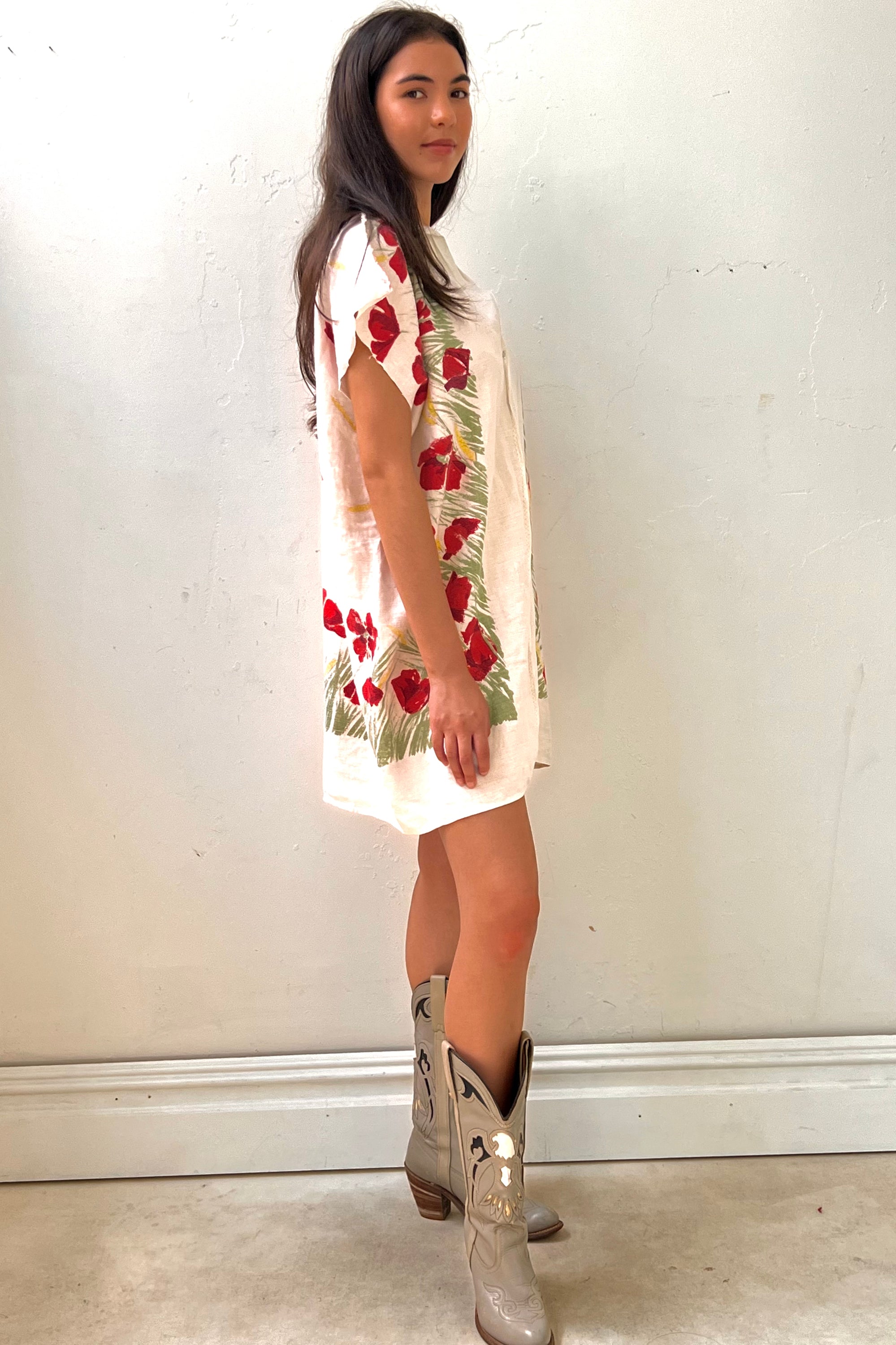 Anna Corinna Reworked Vintage Poppies Smock Dress