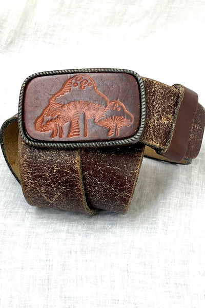 Belt and Buckle Mushrooms 70s Leather Vintage