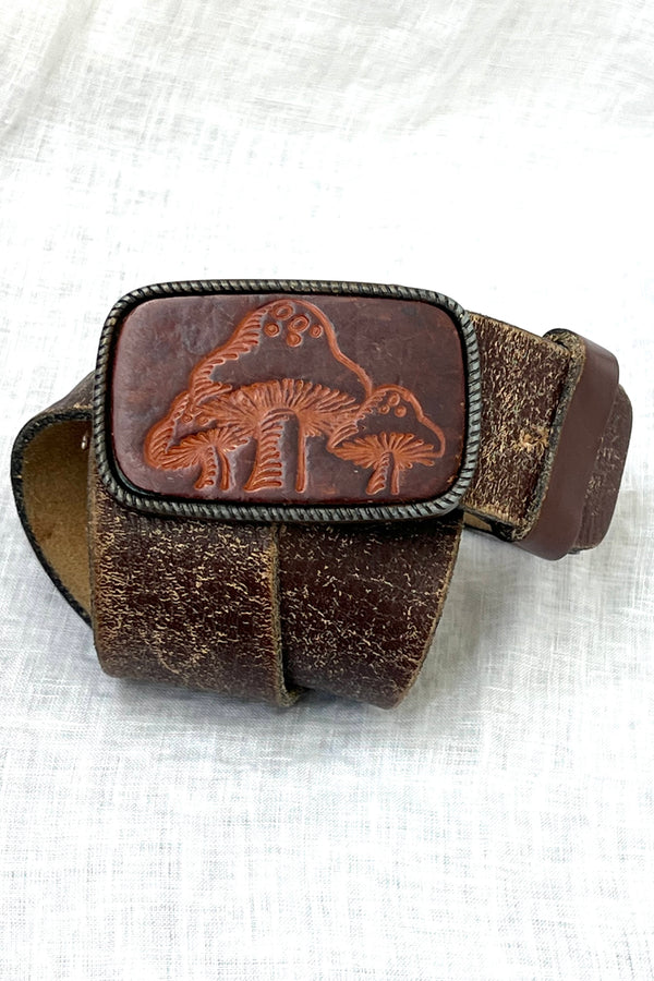 Belt and Buckle Mushrooms 70s Leather Vintage