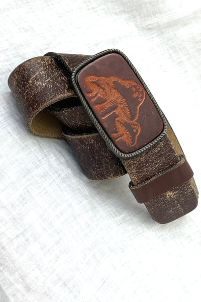 Belt and Buckle Mushrooms 70s Leather Vintage