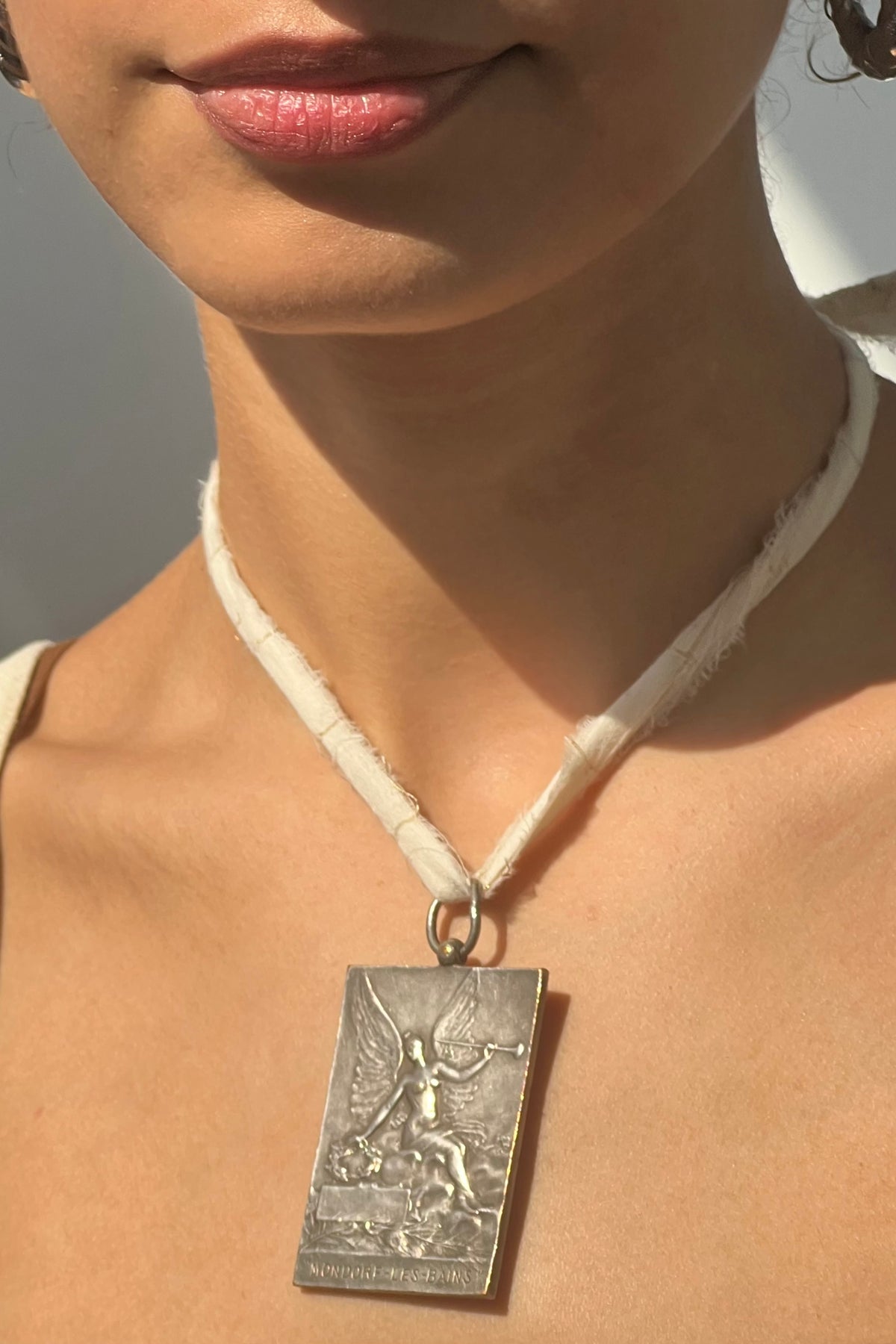 Vintage Sterling Silver Winged Angel 1909 Pendant