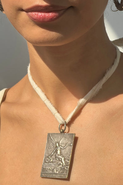 Vintage Sterling Silver Winged Angel 1909 Pendant