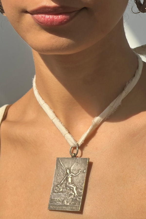 Vintage Sterling Silver Winged Angel 1909 Pendant