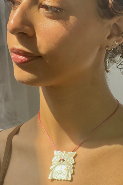 Vintage Carved Mother of Pearl Rose, view 2