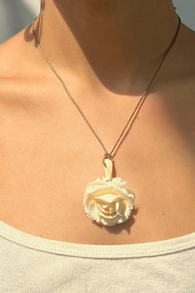 Vintage Carved Rose Necklace, view 2