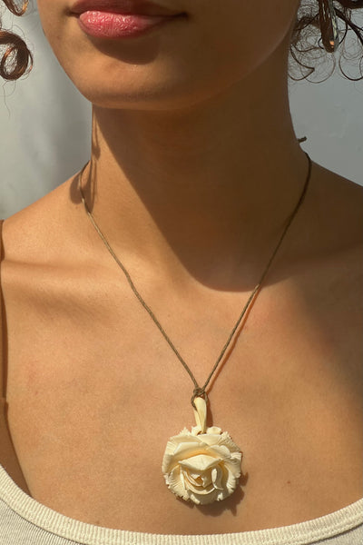 Vintage Carved Rose Necklace