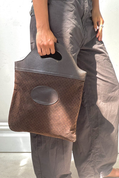 Vintage Gucci Leather and Suede Handheld Tote, Leather, view 2