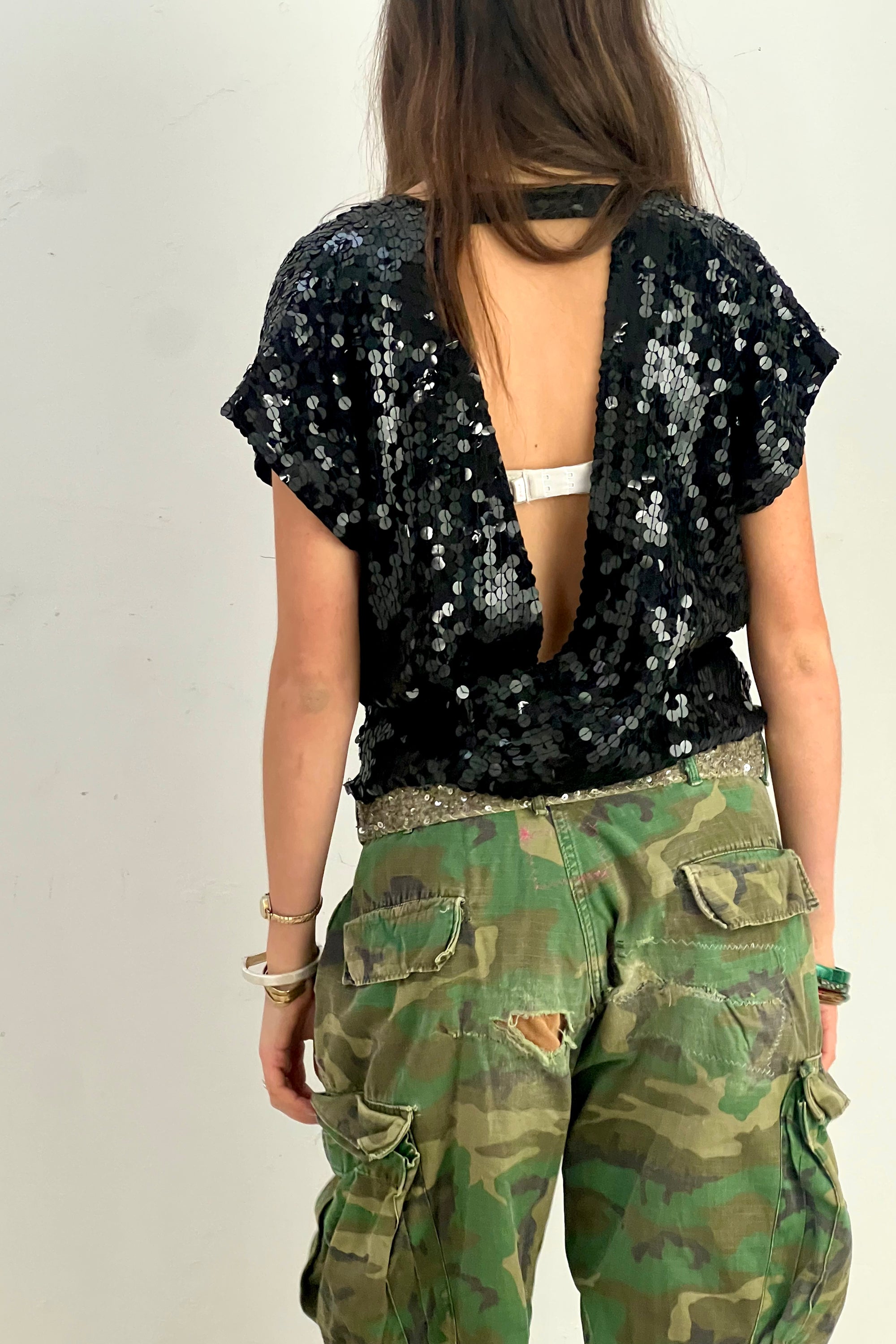 Vintage Midnight Sequin Top Selected by Anna Corinna