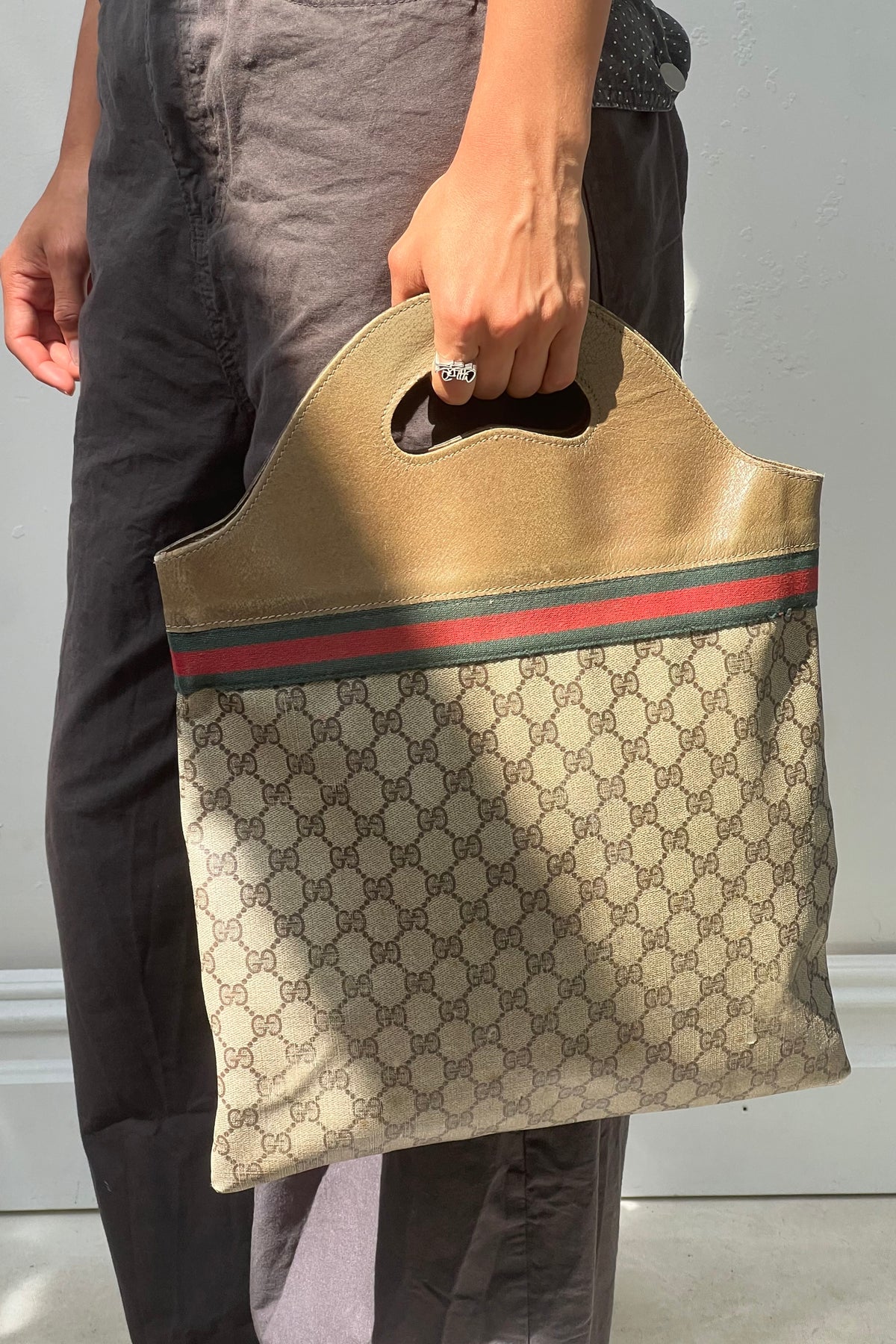 Vintage Gucci Logo Handheld Tote Bag