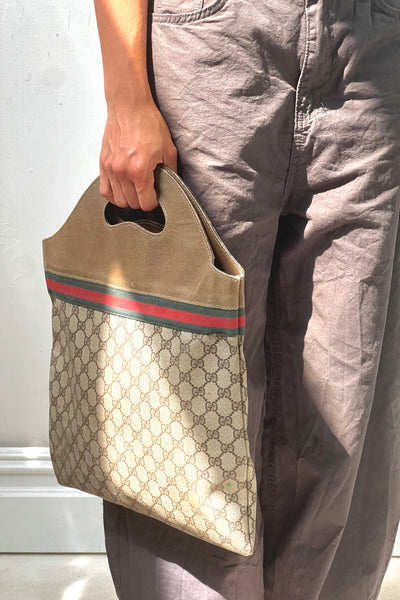 Vintage Gucci Logo Handheld Tote Bag, view 3