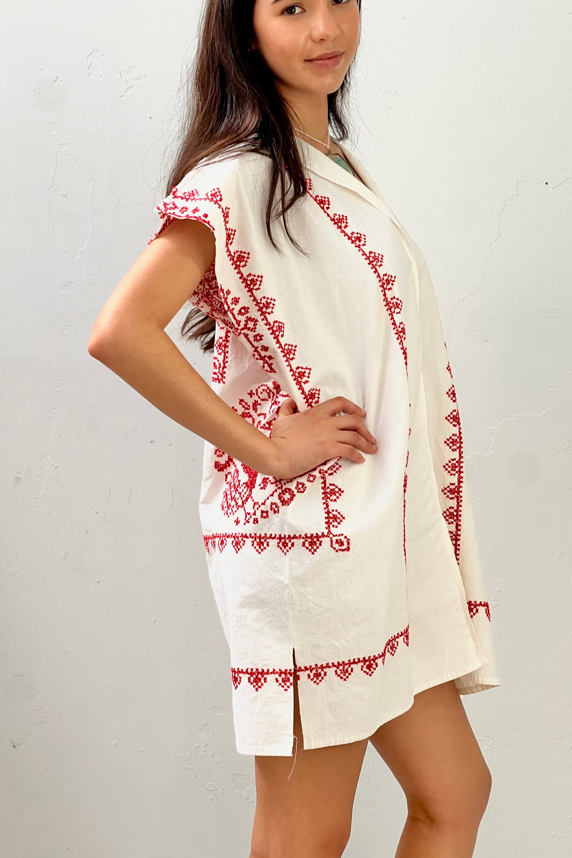 Anna Corinna Reworked Vintage Cross Stitch Smock Dress