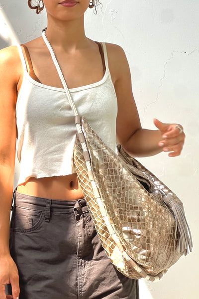 Anna Corinna Python Printed Canvas and Leather Foly + Corinna Bag, view 2