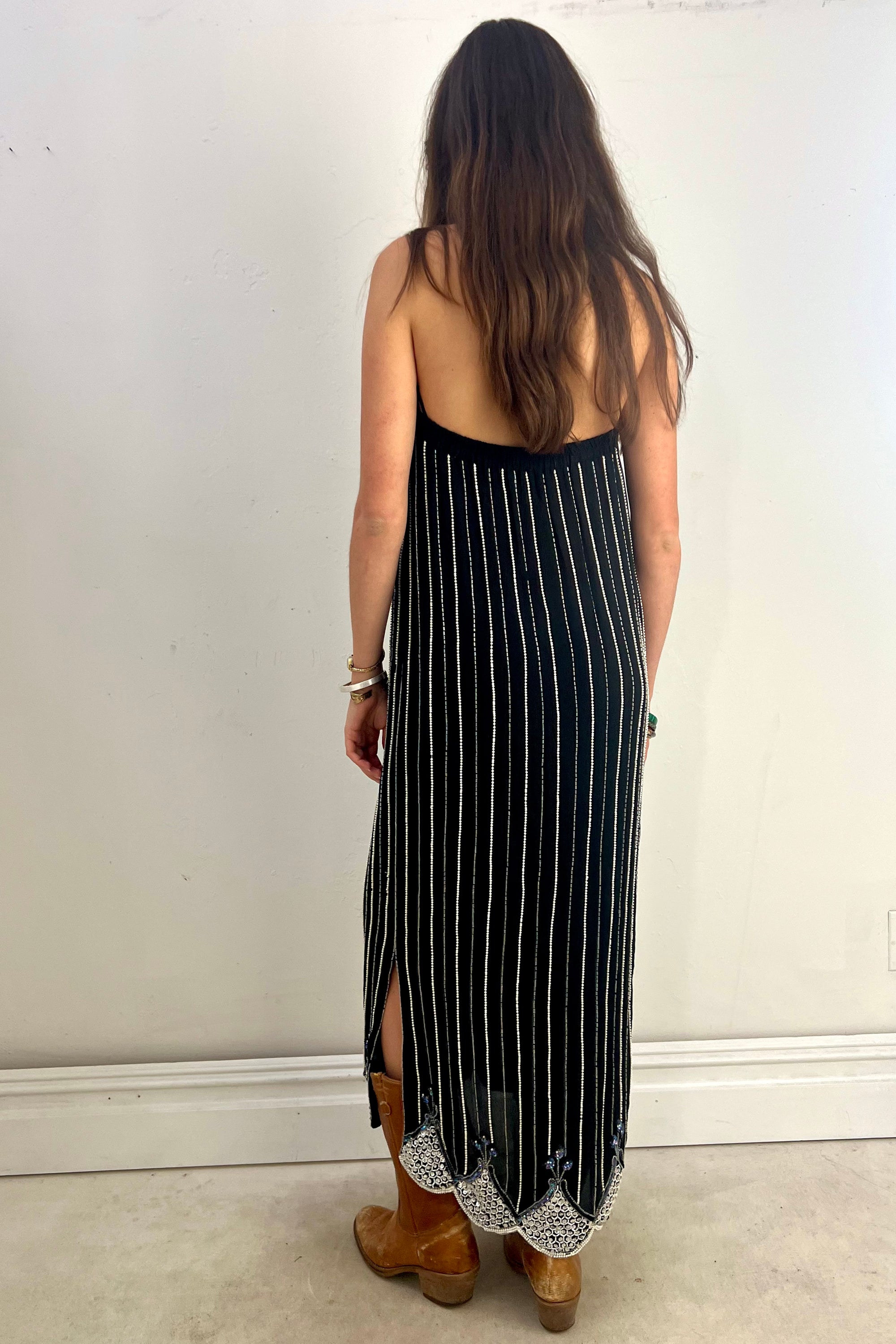 Vintage Chiffon Beaded Pearled Sequined Dress Selected by Anna Corinna