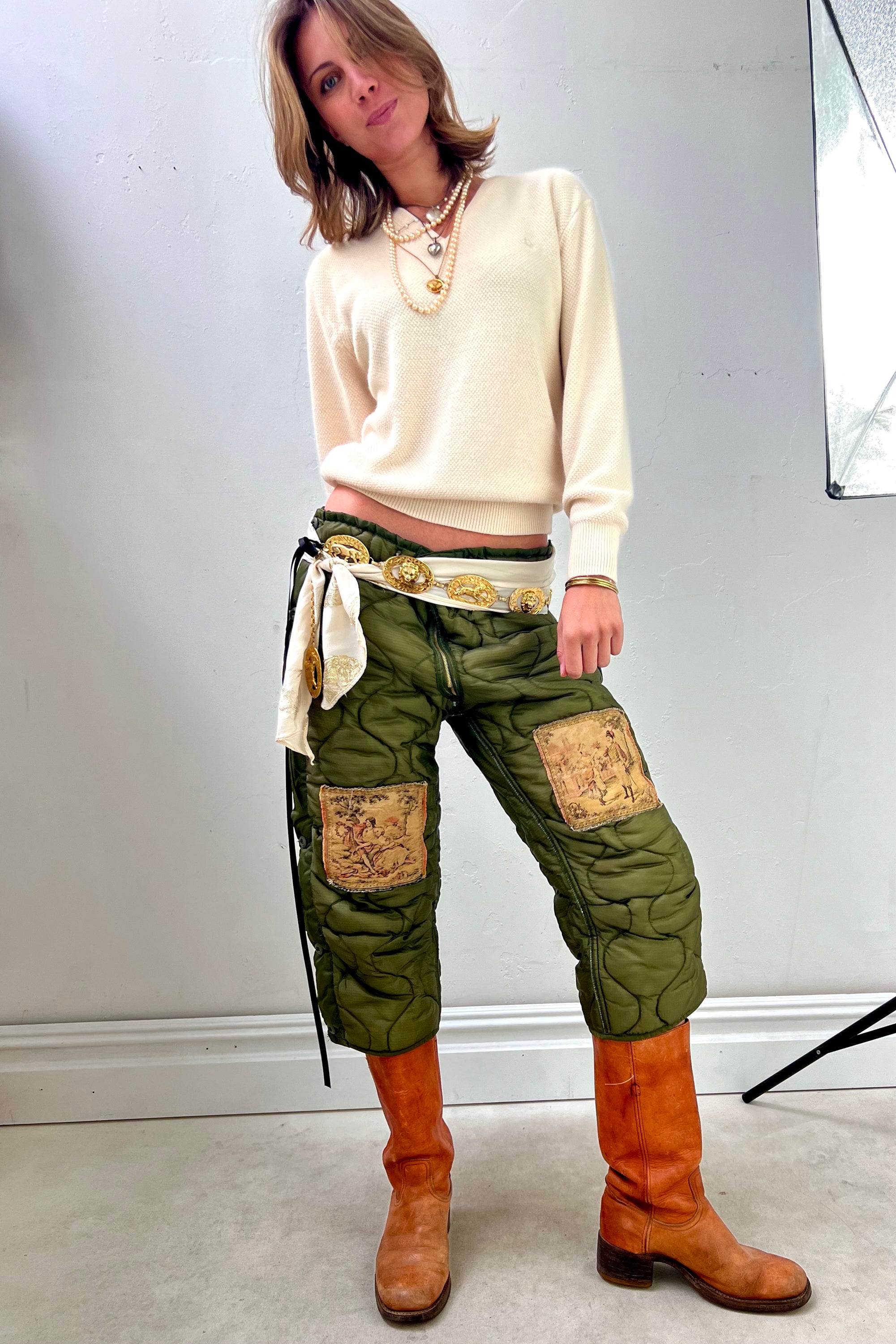 Anna Corinna Reworked Vintage Quilted and Patched Army Pants