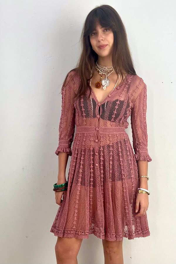 Vintage Hand Crocheted Dress, Cotton