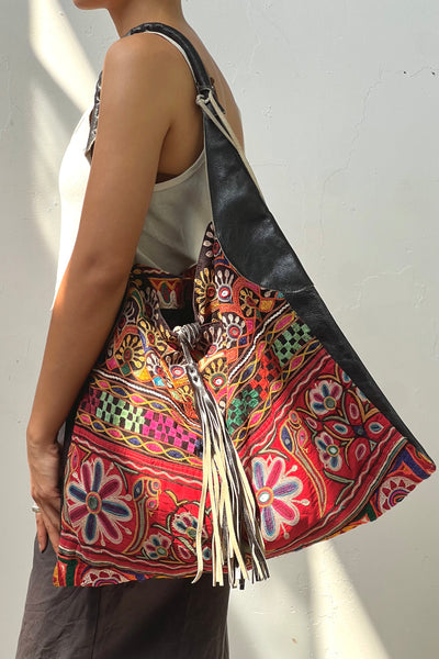 Anna Corinna Embroidered and Leather Foly + Corinna Bag